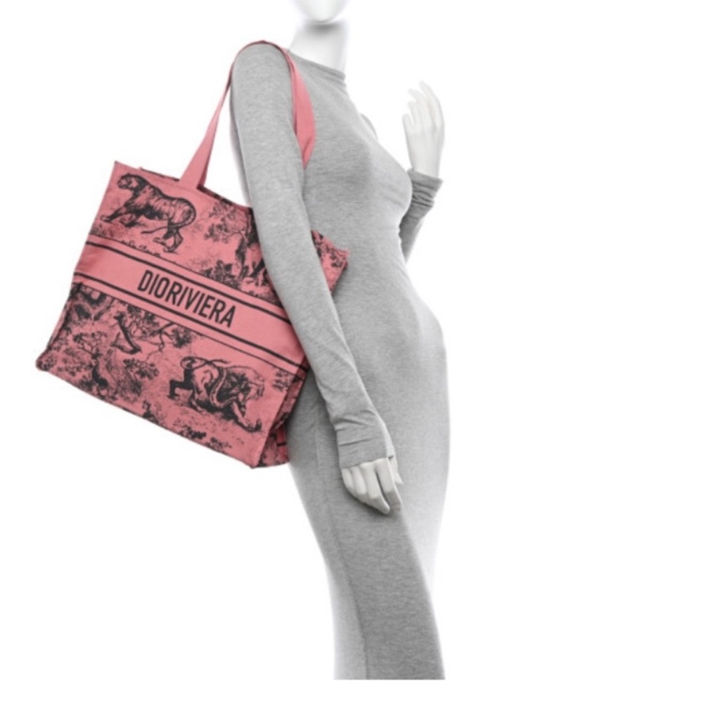 Dior Beauty Dioriviera Pink & Black Large Canvas Tote Bag - Picture 2 of 5